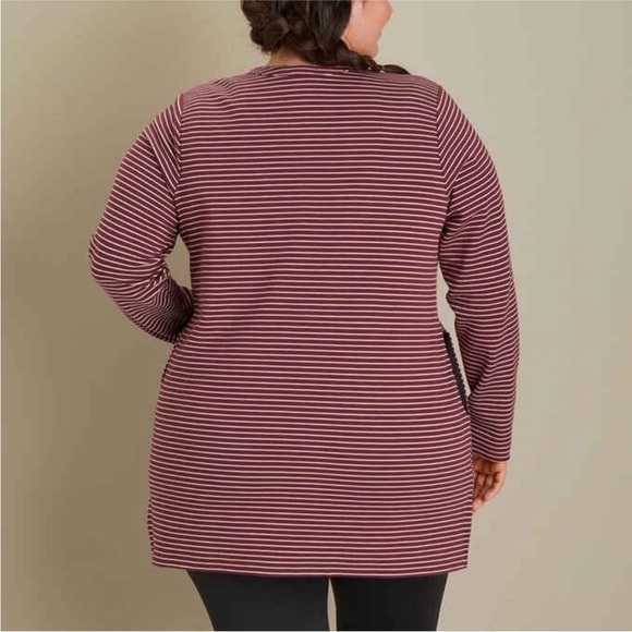 Duluth Trading Ponte Pro Tunic Red Stripe Pockets Moisture Wicking Plus - Picture 2 of 12